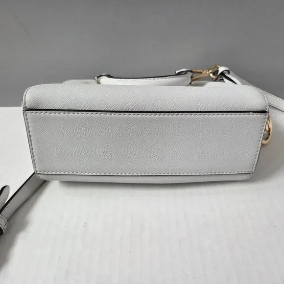 Michael Kors Purse White Saffiano Leather Jet Set Small Satchel Crossbody Bag - Picture 10 of 16